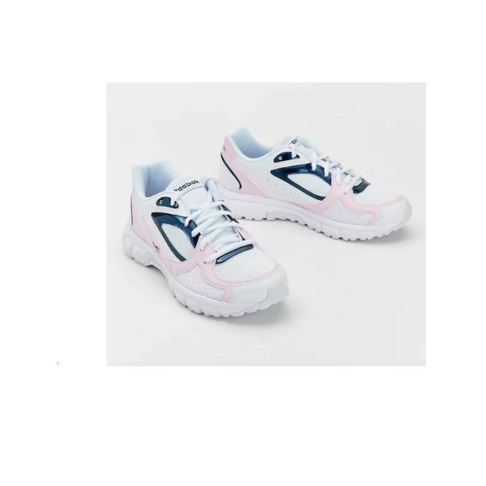 Reebok Running Lace-Up Sneakers White w/Pink/Blue Run Finish 2, sz 8.5